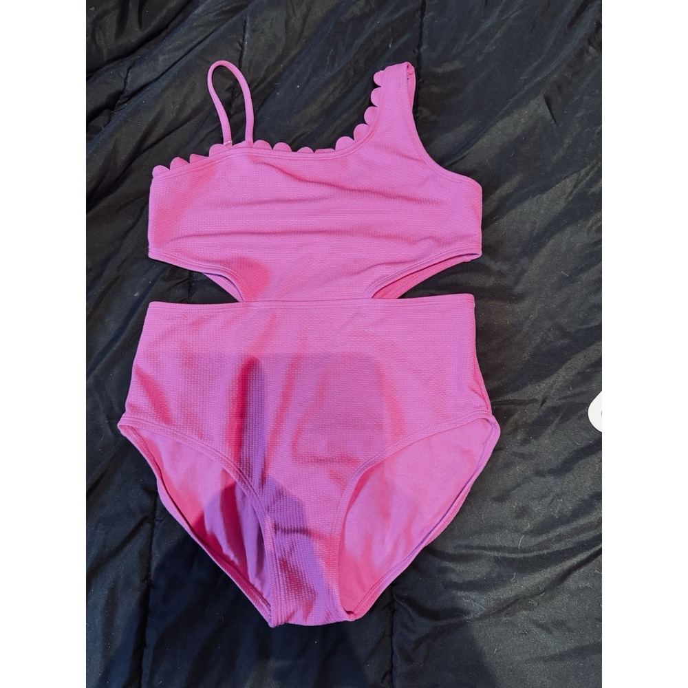 art class Girls' Scallop Jacquard One Piece Swimsuit Set XL Plus (14)